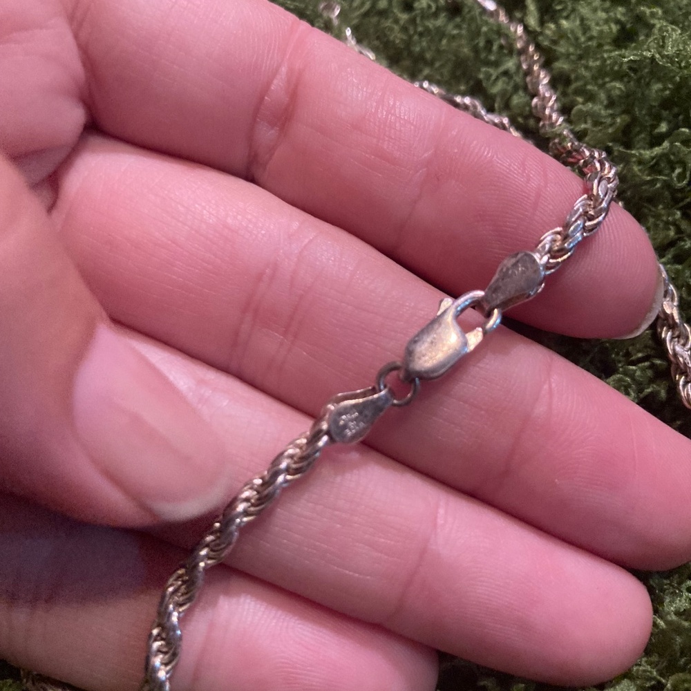 Twisted Rope Chain, Solid Sterling Silver,  18 Inches - Picture 4 of 8